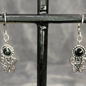 Silver/Black Dangle Earrings